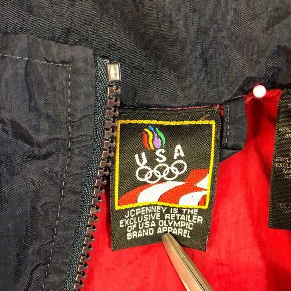 Vintage USA Olympics Jacket Mens L Black Windbreaker 1/4 Zip Pullover Sportswear - Picture 3 of 7